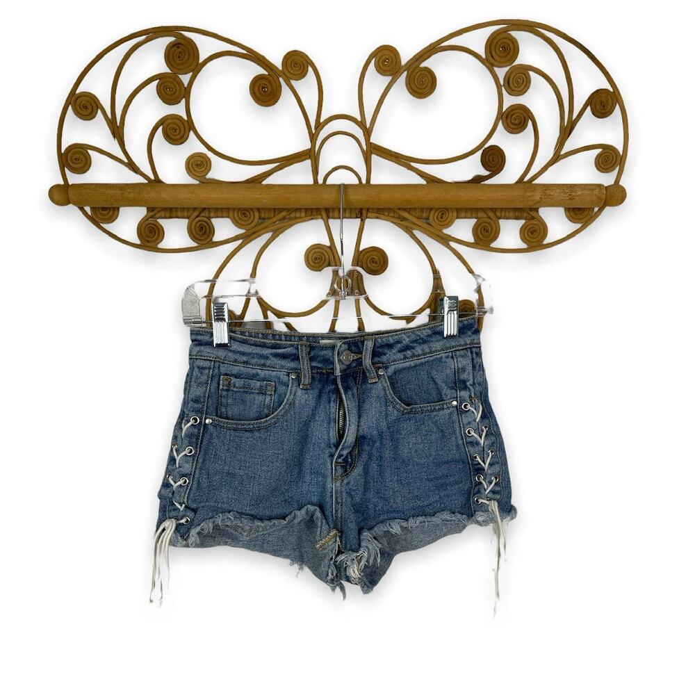 Pacsun high rise lace up jean shorts sz 24